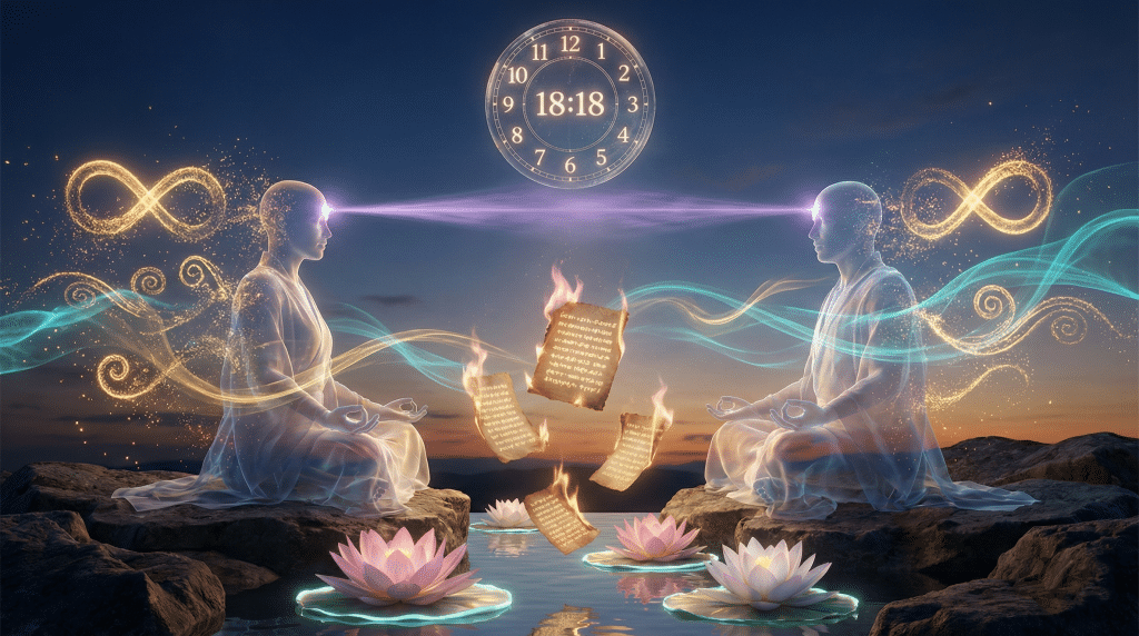 18h18 signification flammes jumelles karma accomplissement méditation sagesse union