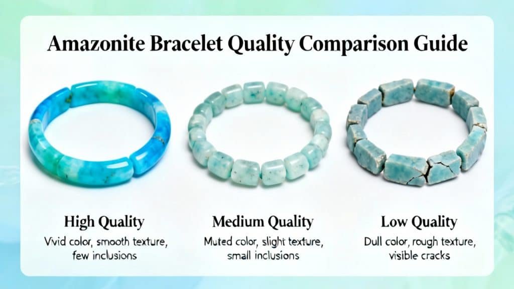 comparaison de différentes qualités de bracelets en amazonite pour bien choisir