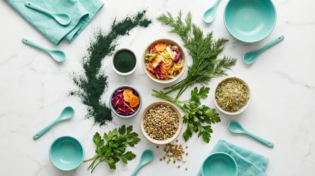 Aliments essentiels pour une nutrition holistique : légumes fermentés, graines germées et super-aliments