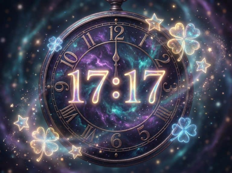 Heure miroir 17h17 signification chance opportunité message univers étoiles dorées