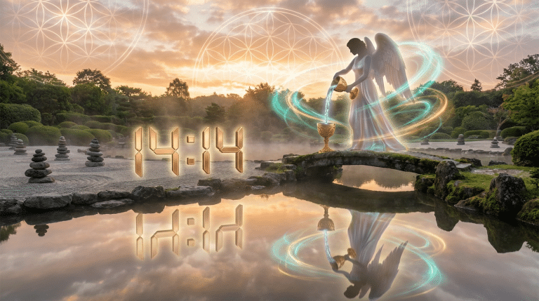 14h14 signification heure miroir équilibre tempérance lumière dorée spirituelle