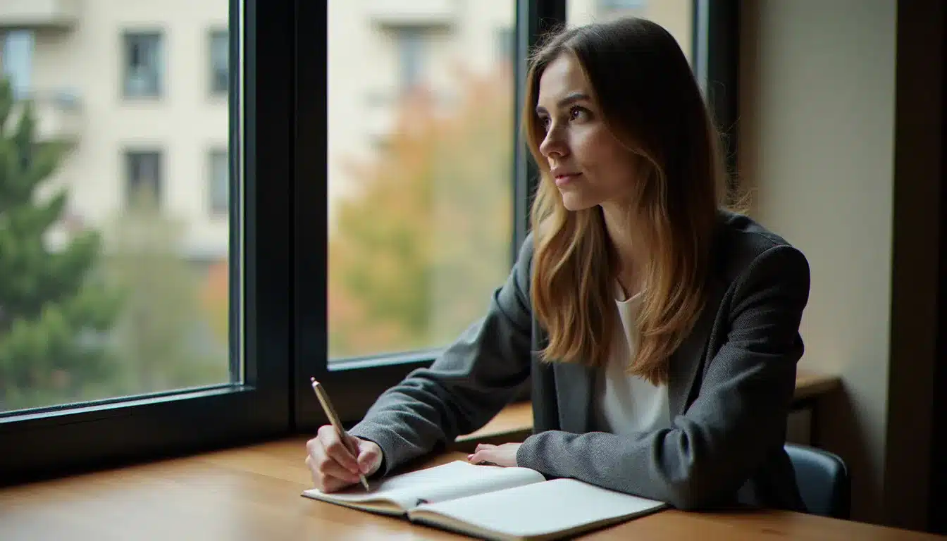 Femme perdue dans ses pensées devant une fenêtre, illustrant l'état de limérence def et l'obsession amoureuse