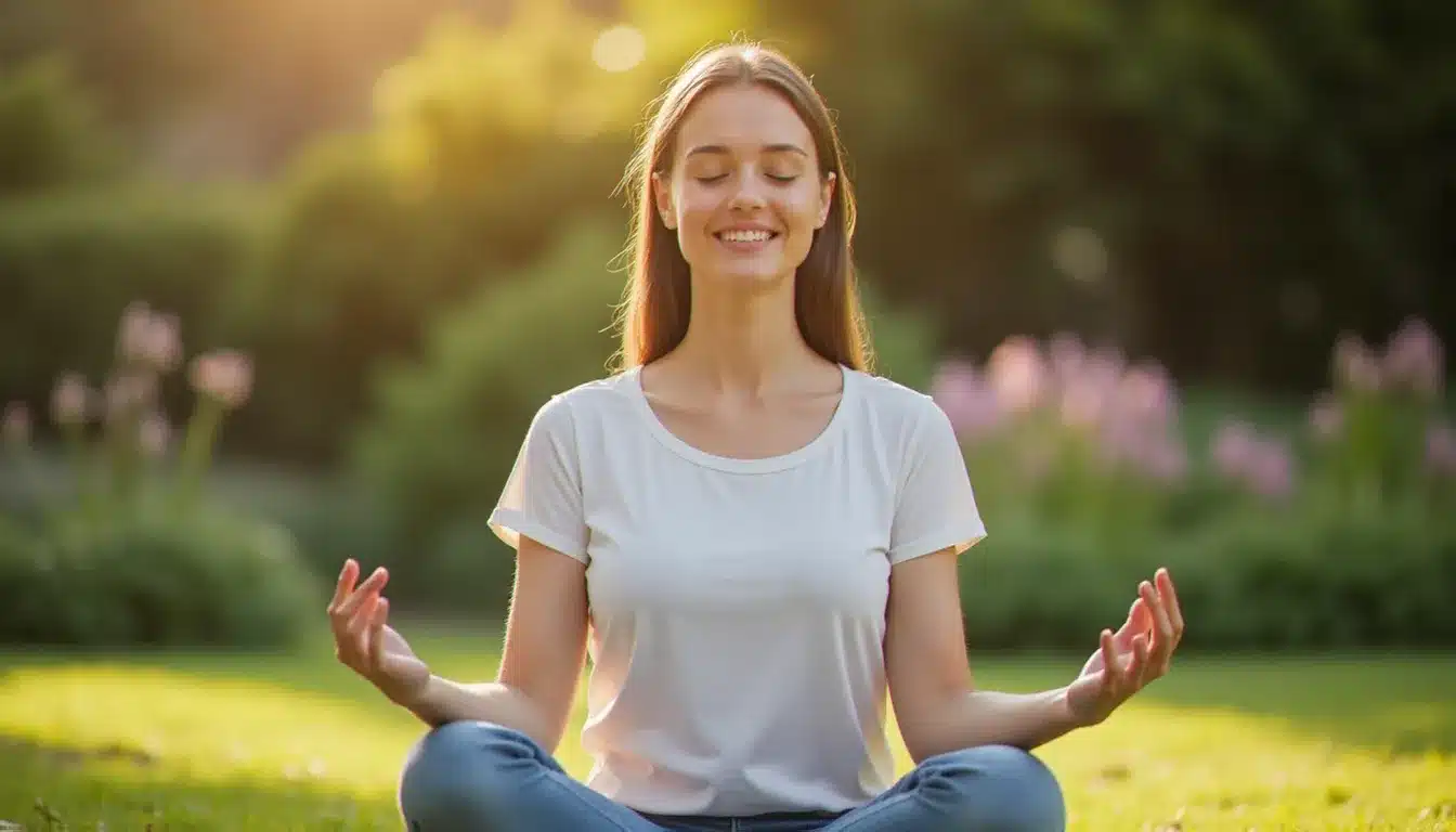 Personne en méditation extérieure, pratique spirituelle pour recevoir les messages des papillons