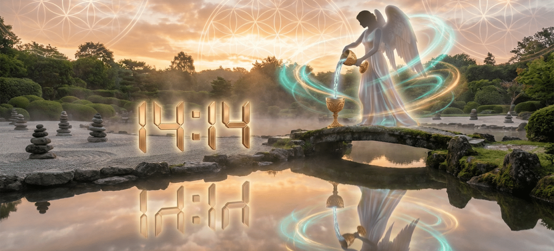 14h14 signification heure miroir équilibre tempérance lumière dorée spirituelle