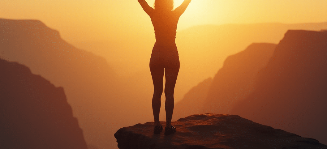 Confiance en soi — femme libre au lever du soleil